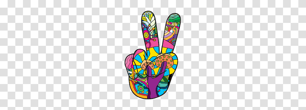 Psychedelic Hand Peace Sign Hippie Sticker, Apparel, Footwear, Flip-Flop Transparent Png