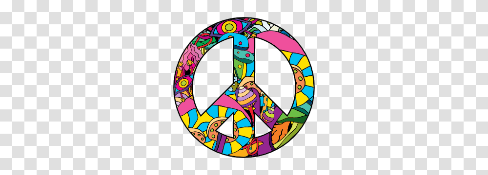 Psychedelic Peace Sign Hippie Sticker, Stained Glass, Doodle, Drawing Transparent Png