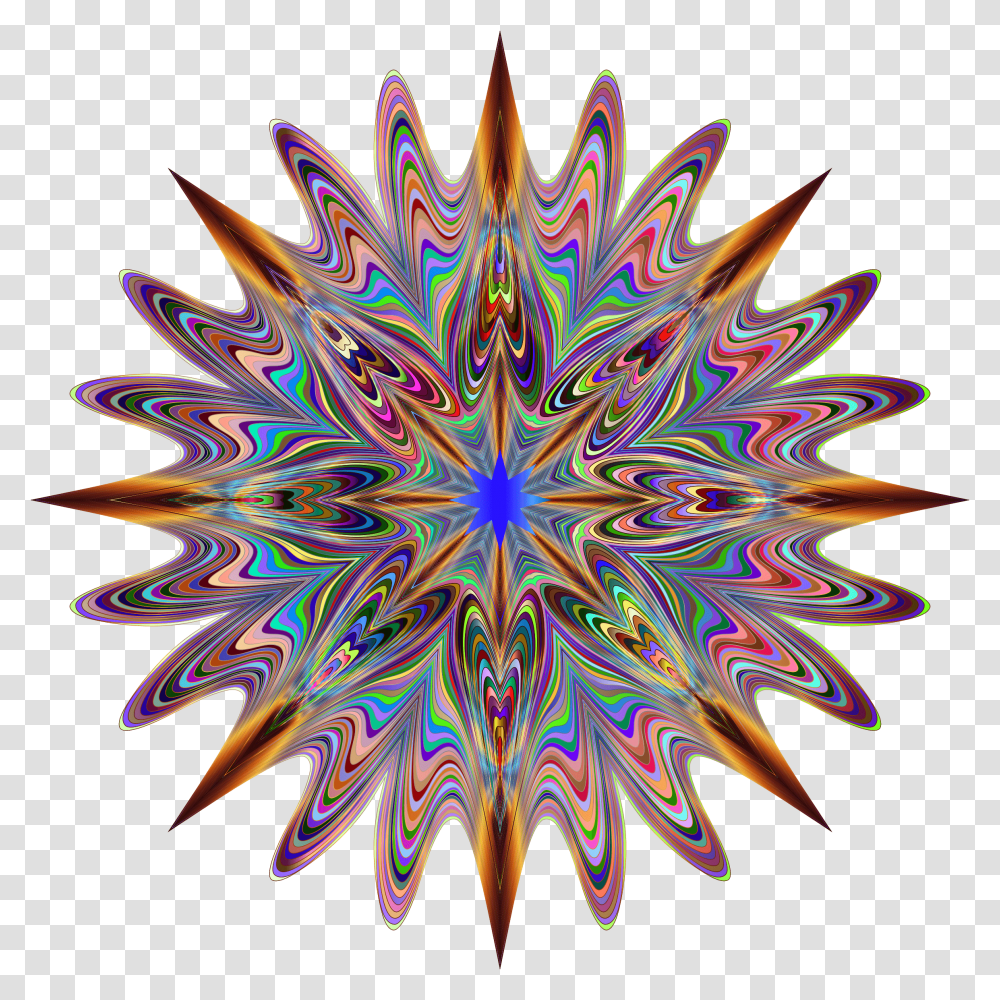 Psychedelic Star, Ornament, Pattern, Fractal Transparent Png