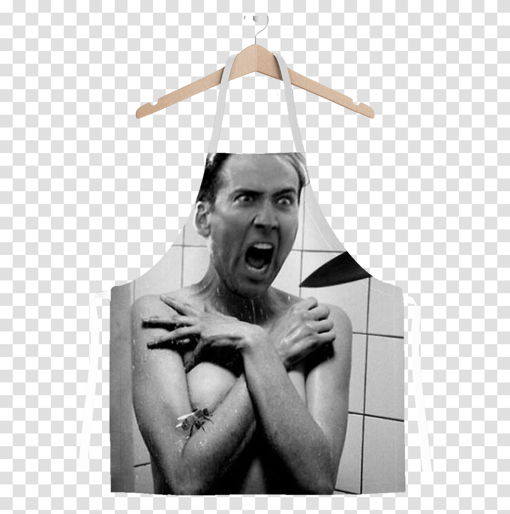 Psycho Classic Sublimation Adult Apron Nicolas Cage Psycho Shower, Person, Face, Indoors Transparent Png