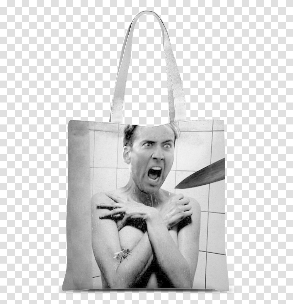 Psycho Classic Sublimation Tote BagClass Nicolas Cage Thank You Meme, Person, Human, Shopping Bag, Handbag Transparent Png