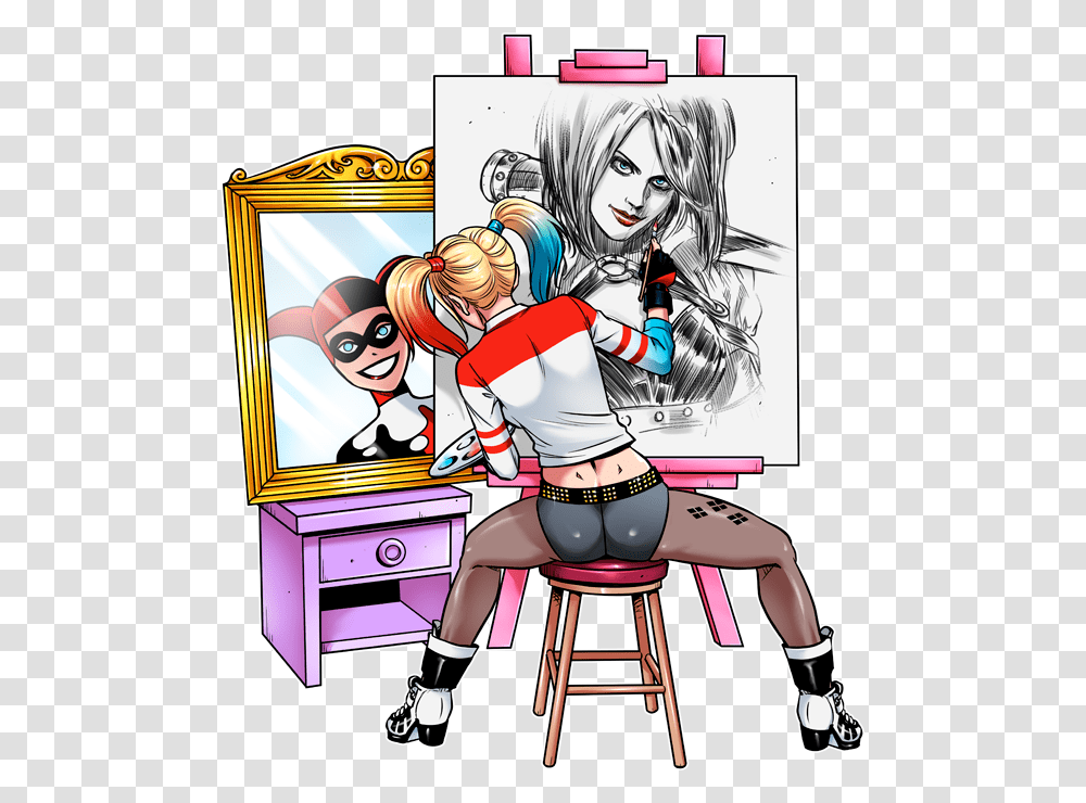 Psycho Harley Quinn Art, Comics, Book, Person, Human Transparent Png