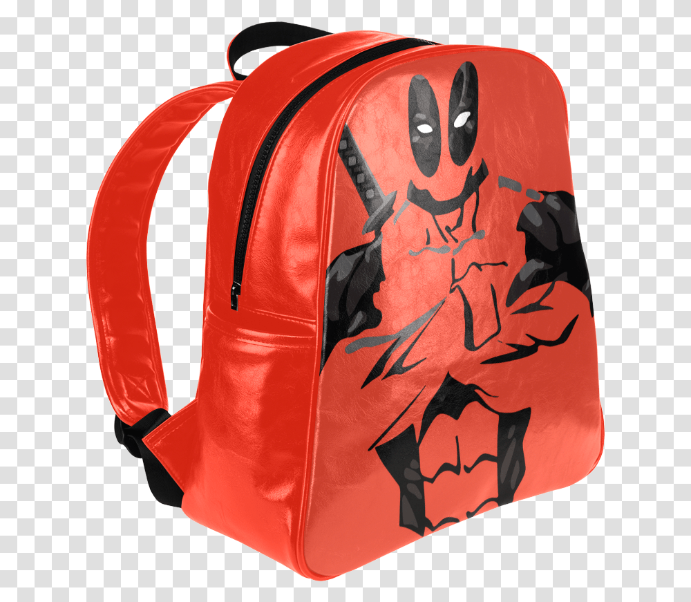Psylocke Leather Backpack With Deadpool Print Casual Laptop Bag Transparent Png
