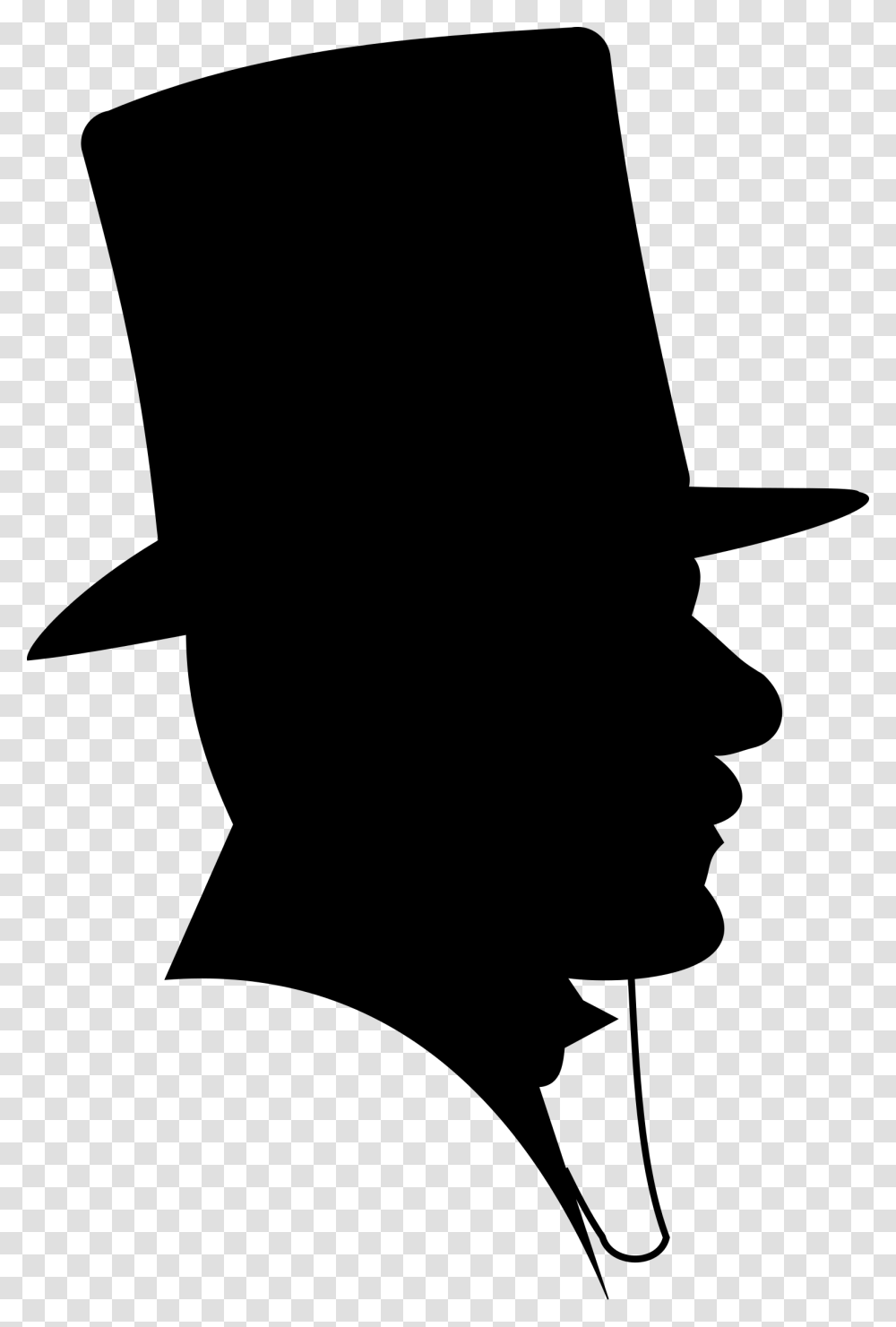 Public Domain Clip Art Image Victorian Man With Top Man In Top Hat Silhouette, Gray Transparent Png
