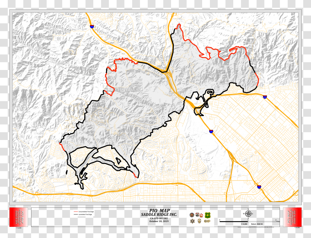Public Information Map Map Of Saddle Ridge Fire Transparent Png