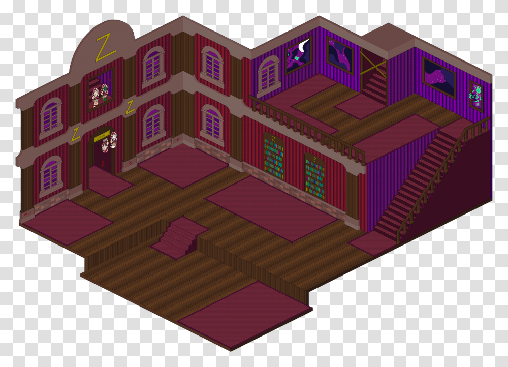 Public Room Habboween Homeroom By Zoro Ads Halloween Habbo, Staircase, Text, Paper, Purple Transparent Png