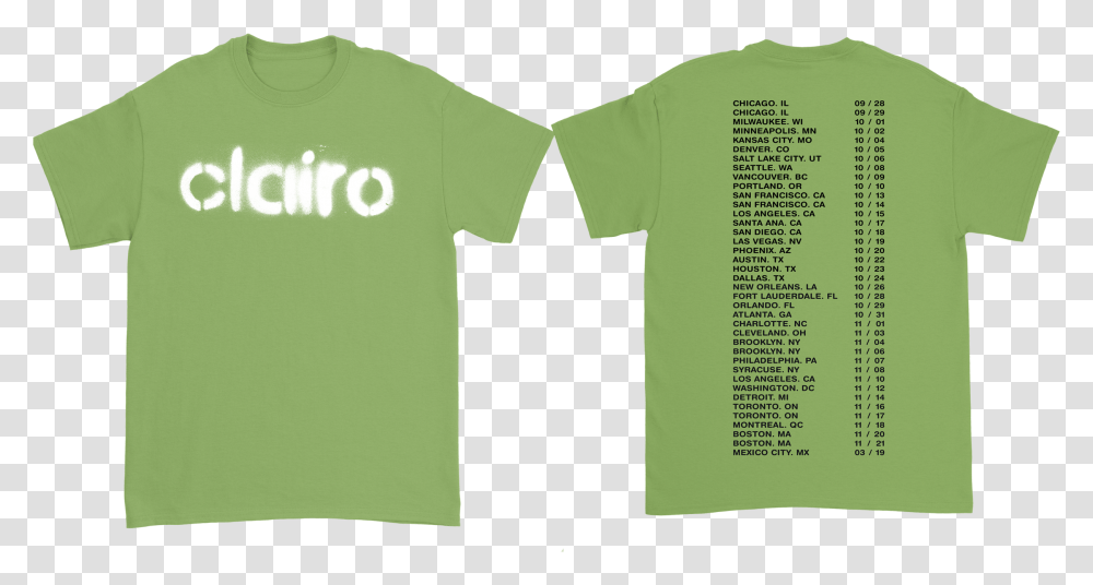 Puffed Tour Tee Green - Clairo Shirt, Clothing, Apparel, T-Shirt, Sleeve Transparent Png
