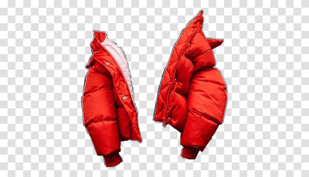 Pufferjacket Red Coat Eighties 80s Outfit, Clothing, Apparel, Person, Human Transparent Png