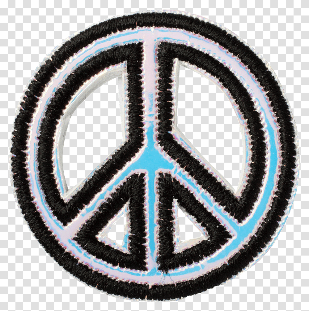Puffy Iridescent Peace Sign Patch Hippie Clipart, Logo, Trademark, Rug Transparent Png