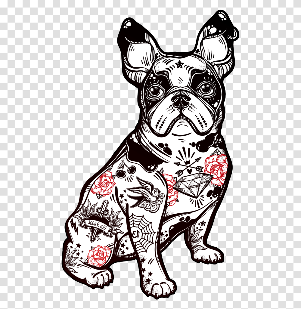 Pug Bully Bulldog Breed Dog French American Clipart French Bulldog Cartoon Tattooed, Doodle, Drawing, Person Transparent Png