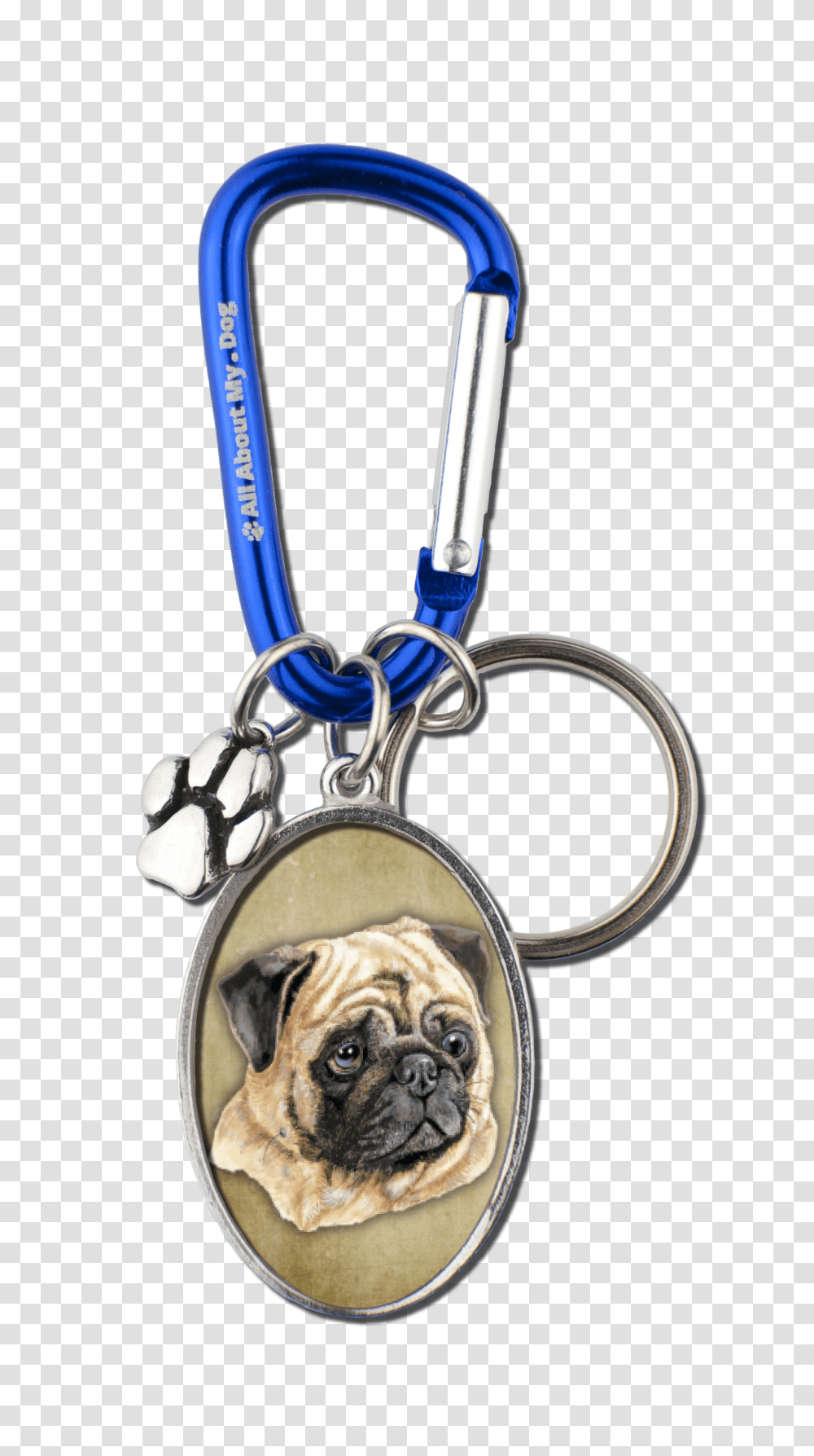 Pug Cameo Carabiner Keychain Ecosmart Designs, Pendant, Dog, Pet, Canine Transparent Png