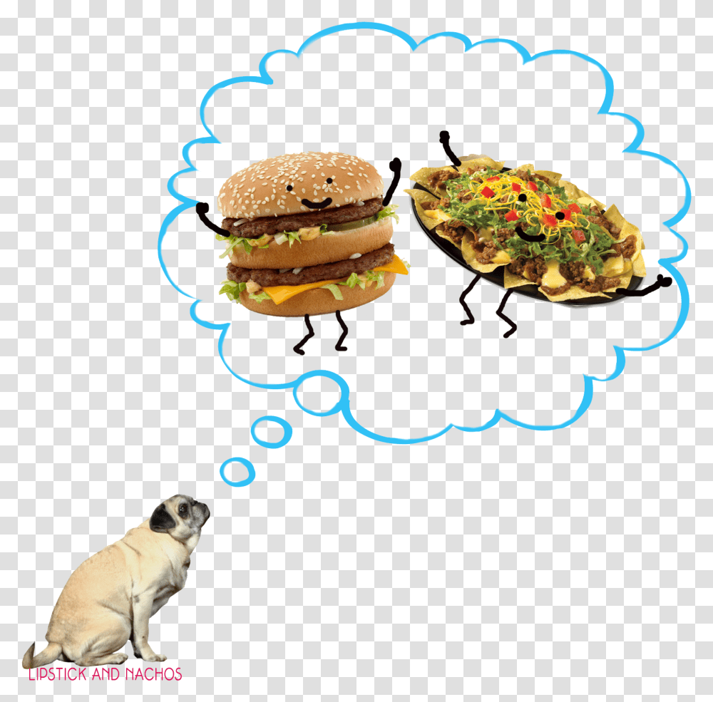 Pug Dreaming Of Big Mac Nachos Dreaming Of A Big Mac, Burger, Food, Dog, Pet Transparent Png