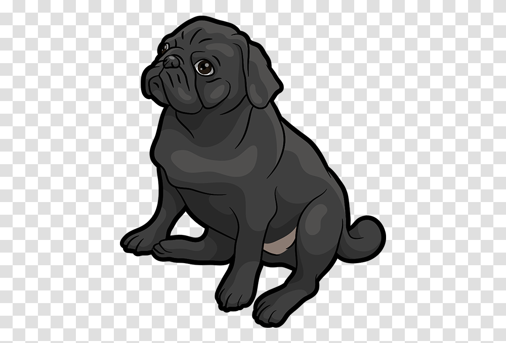 Pug Emoji Amp Stickers Messages Sticker 2 Clipart Black Pug Comic, Dog, Pet, Canine, Animal Transparent Png