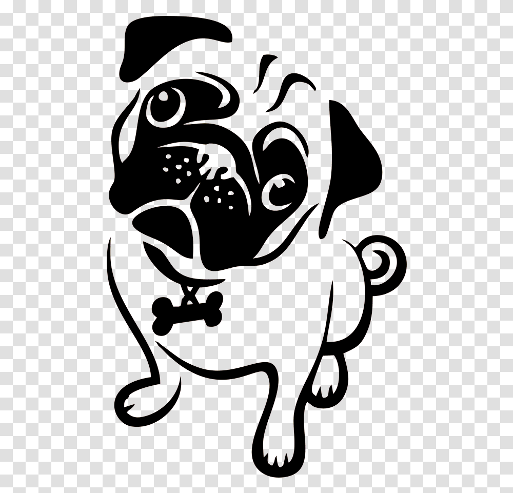 Pug Face Clipart Black And White, Pattern, Hood Transparent Png