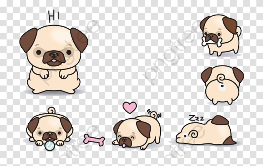Pug Face Clipart Cute Bull Dog Cartoon, Animal, Canine, Mammal, Pet Transparent Png