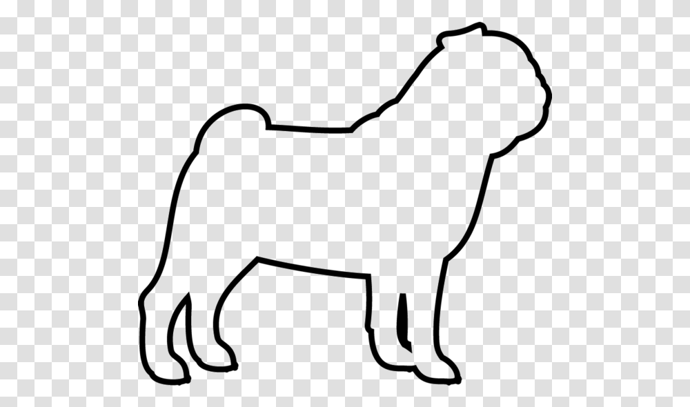 Pug Face Outline Of A Pug, Bow, Silhouette, Mammal, Animal Transparent Png