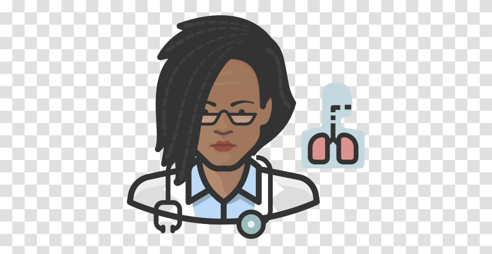 Pulmonologist African Female People Avatar Free Icon Of For Adult, Helmet, Clothing, Apparel, Doctor Transparent Png