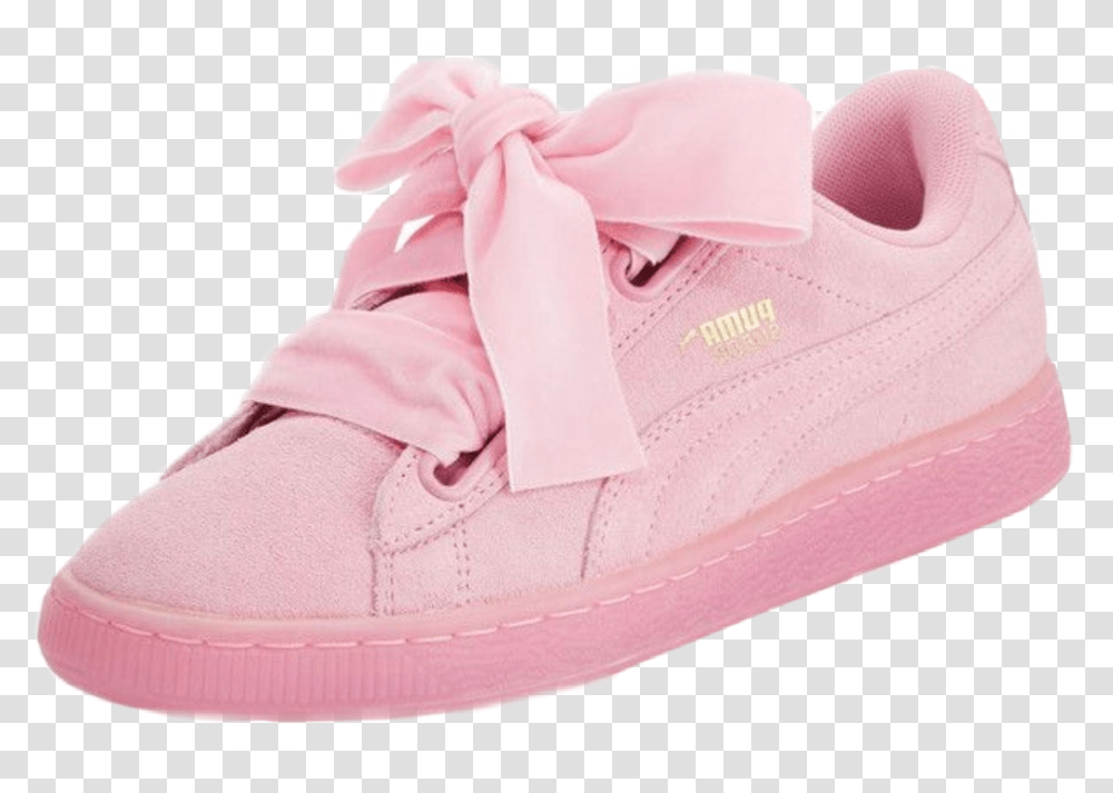 Puma Aesthetic Pinkaesthetic Pink Pinkcolor Sneakers Pink Puma Ribbon Shoes, Apparel, Footwear Transparent Png