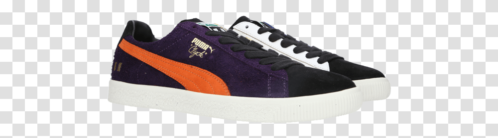Puma The Hundreds X Clyde Sneakers Skate Shoe, Footwear, Apparel, Suede Transparent Png