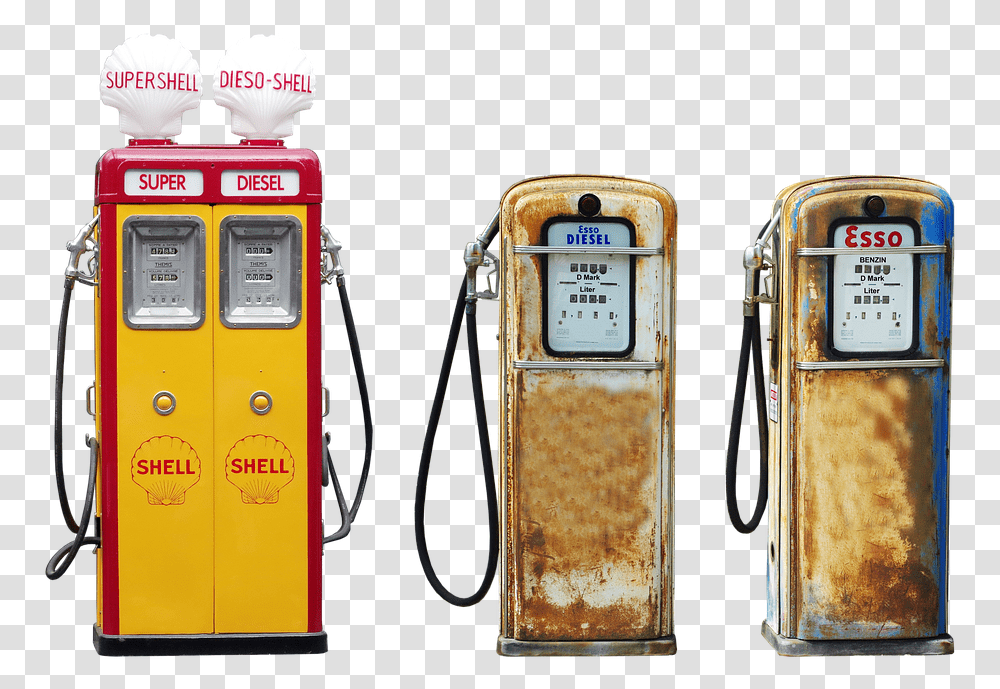 Pump Petrol Shell Esso Rust Retro Diesel Hose Shell Pump Petrol, Machine, Gas Pump, Gas Station Transparent Png