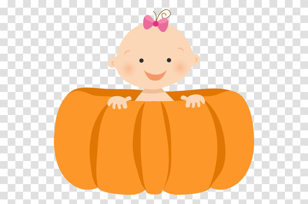 Pumpkin Clipart Baby Girl Free On Pumpkin Baby Shower Clipart, Vegetable, Plant, Food, Snowman Transparent Png