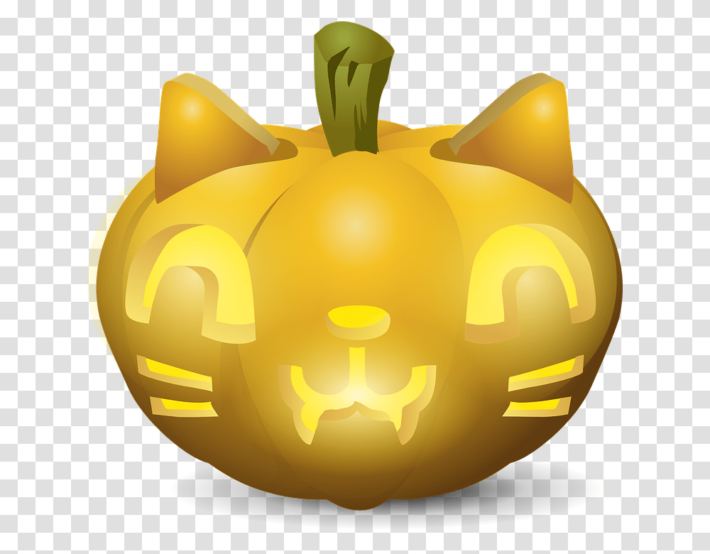 Pumpkin Faces Cat, Plant, Vegetable, Food, Halloween Transparent Png