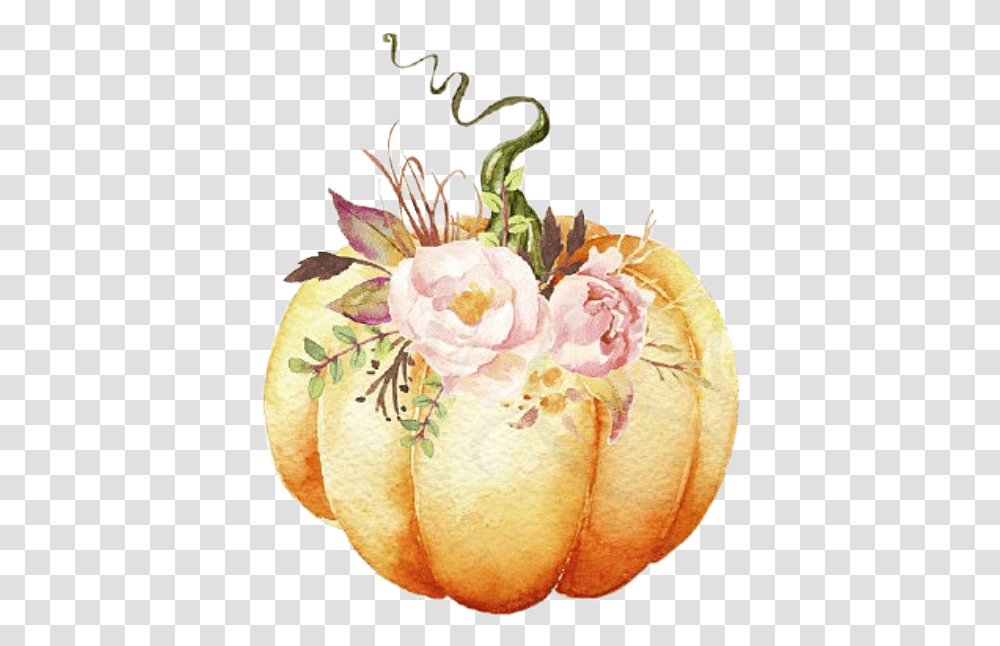 Pumpkin Flowers Floral Bouque Watercolor Pumpkin With Flowers, Plant, Floral Design, Pattern, Graphics Transparent Png