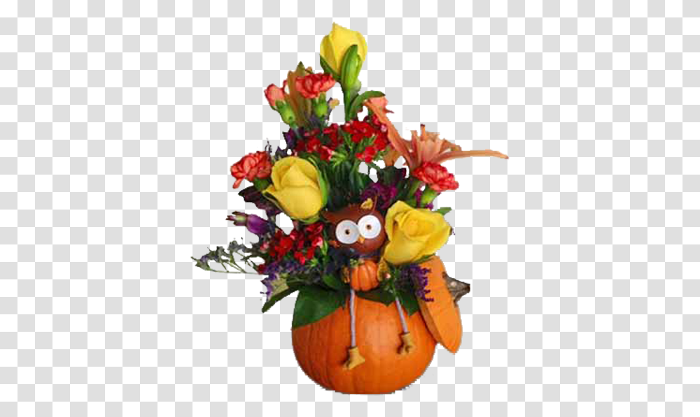 Pumpkin Owl Floral, Plant, Flower, Blossom, Flower Bouquet Transparent Png