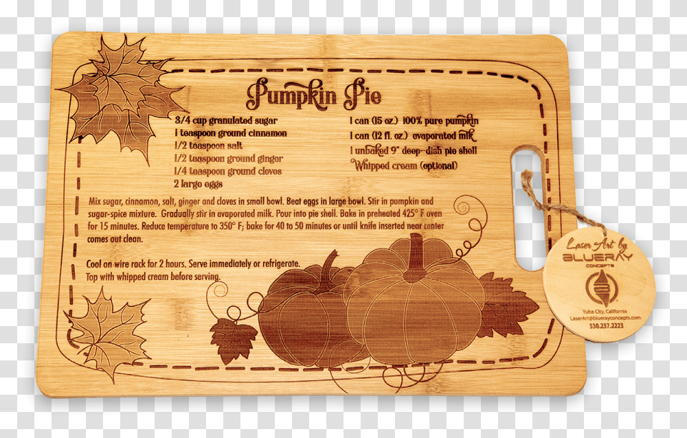 Pumpkin Pie Recipe Bamboo Cutting Board Wood, Text, Menu, Label, Scroll Transparent Png