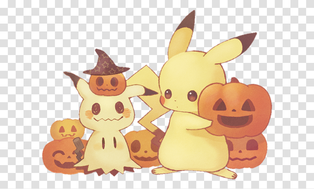 Pumpkin Pokemon Pikachu Mimikyu Halloween Handpainted Pikachu And Mimikyu, Plush, Toy, Snowman, Winter Transparent Png