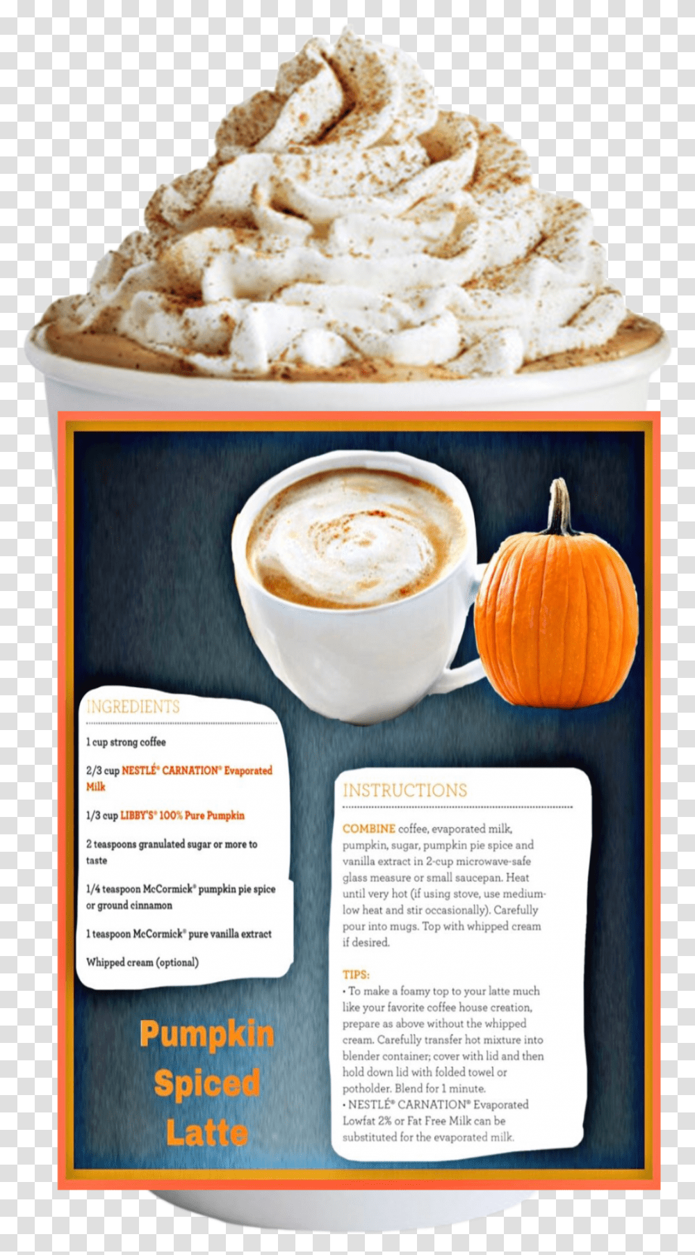 Pumpkin Spice Latte Recipe Starbucks Coffee Background, Plant, Food, Cream Transparent Png