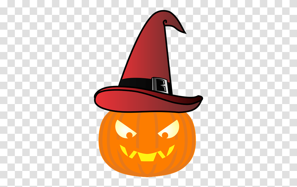 Pumpkin Witch's Hat Red Hat Halloween Fear Green Hat Pumpkin, Apparel, Cowboy Hat, Plant Transparent Png