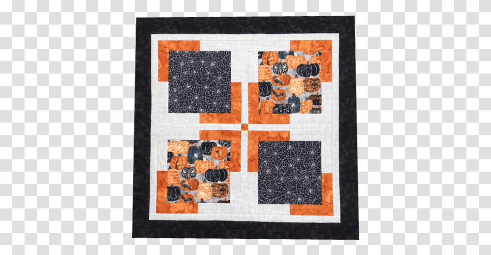 Pumpkins Crows & Spider Webs Halloween Table Topper Wall Patchwork, Quilt, Rug, Applique, Blanket Transparent Png