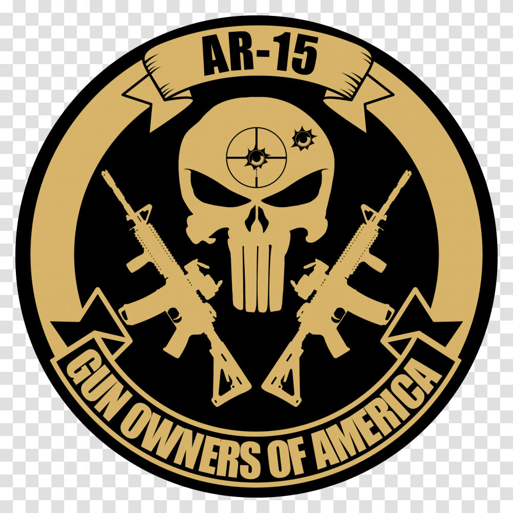Punisher Ar 15 T Shirt Gun Owners Of America Sleeve Shirt, Emblem, Logo, Trademark Transparent Png