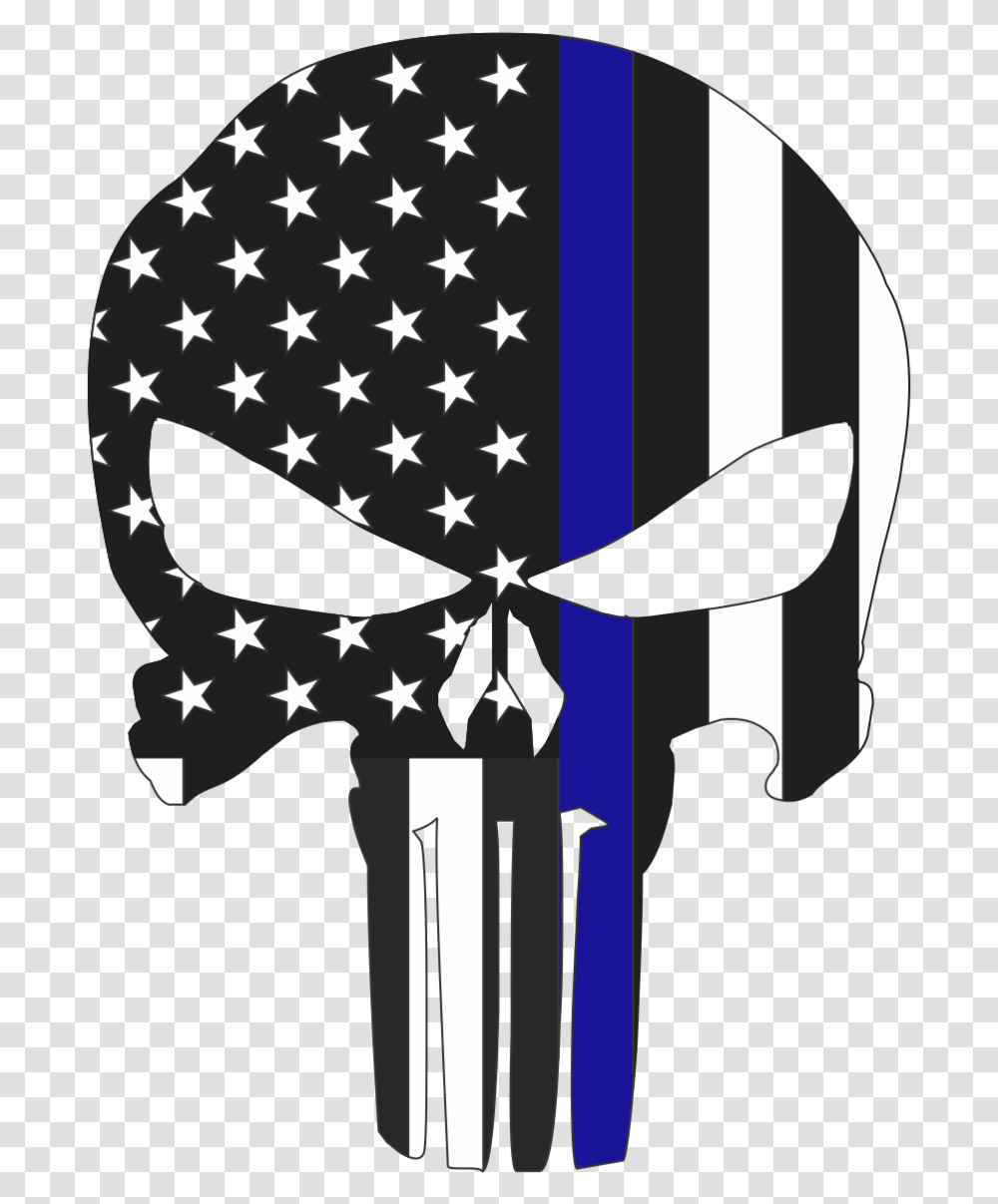 Punisher Blue Line Svg, Flag, Face, Star Symbol Transparent Png