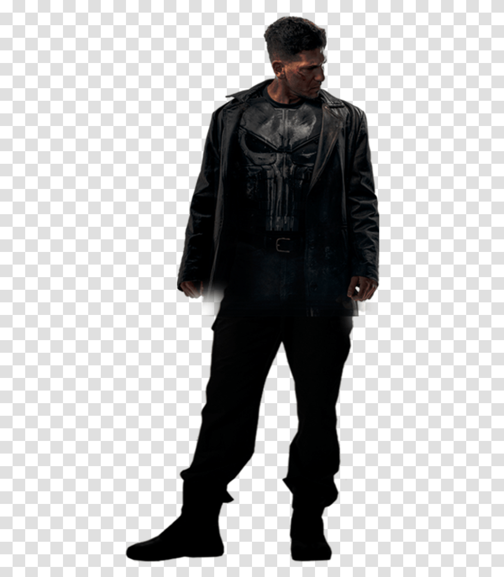Punisher Outerwear Leather Daredevil Heroes 2016 Marvel Punisher Jon Bernthal Whole Body, Apparel, Coat, Overcoat Transparent Png