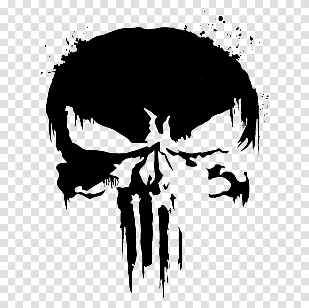 Punisher Skull Punisher Logo, Stencil, Silhouette, Drawing Transparent Png