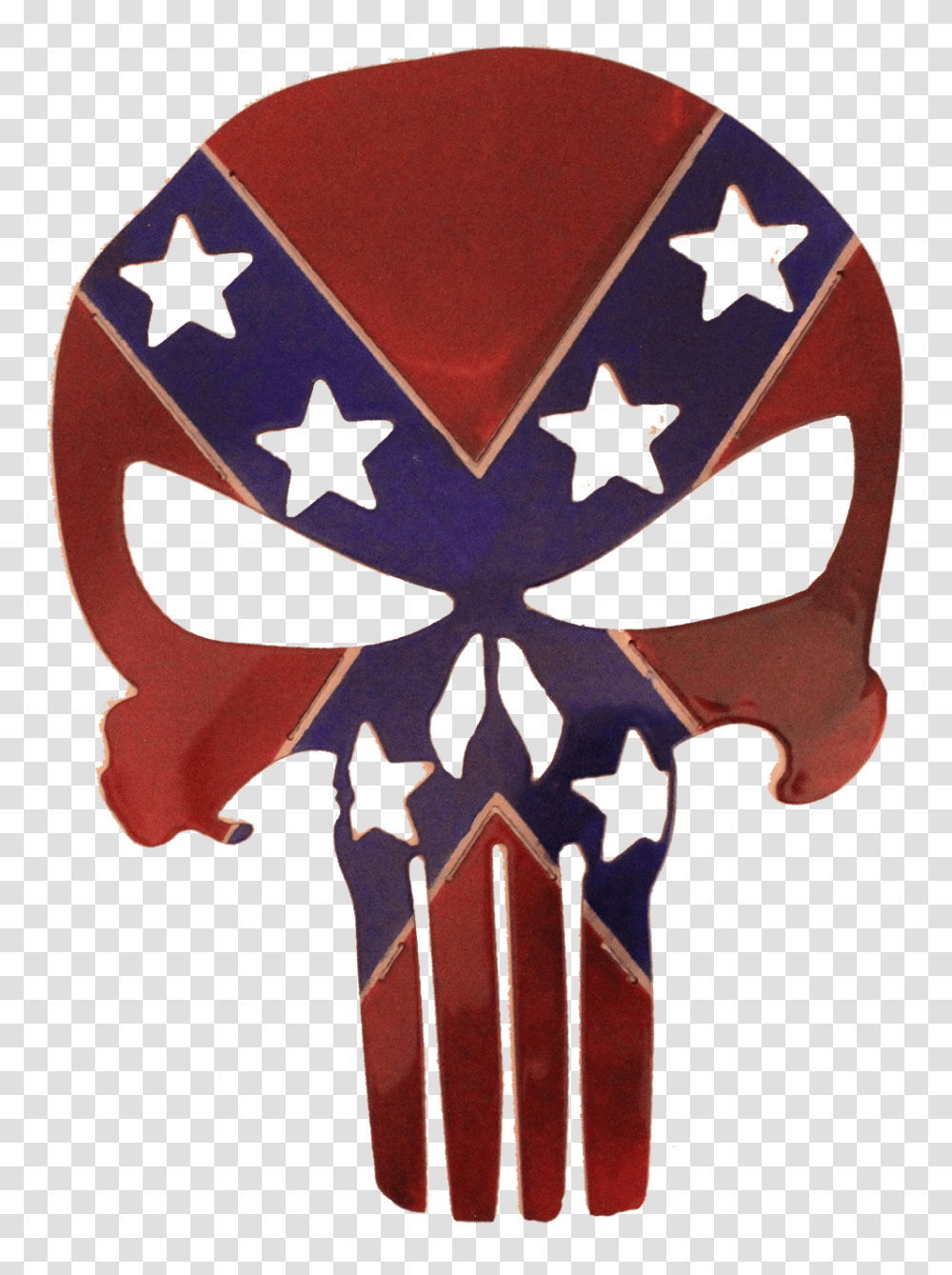 Punisher With Confederate Flag Metal Punisher Skull, Logo, Symbol, Trademark, Art Transparent Png
