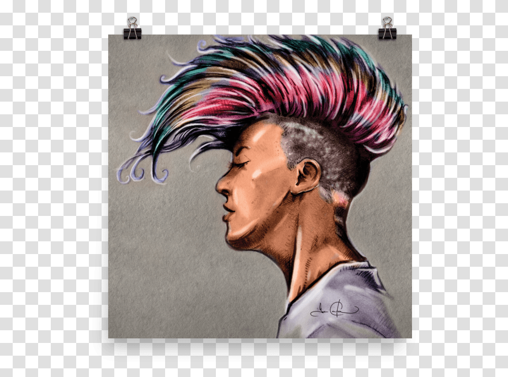 Punk Rock Colorful Girl Poster Punk Rock, Hair, Haircut, Person, Human Transparent Png