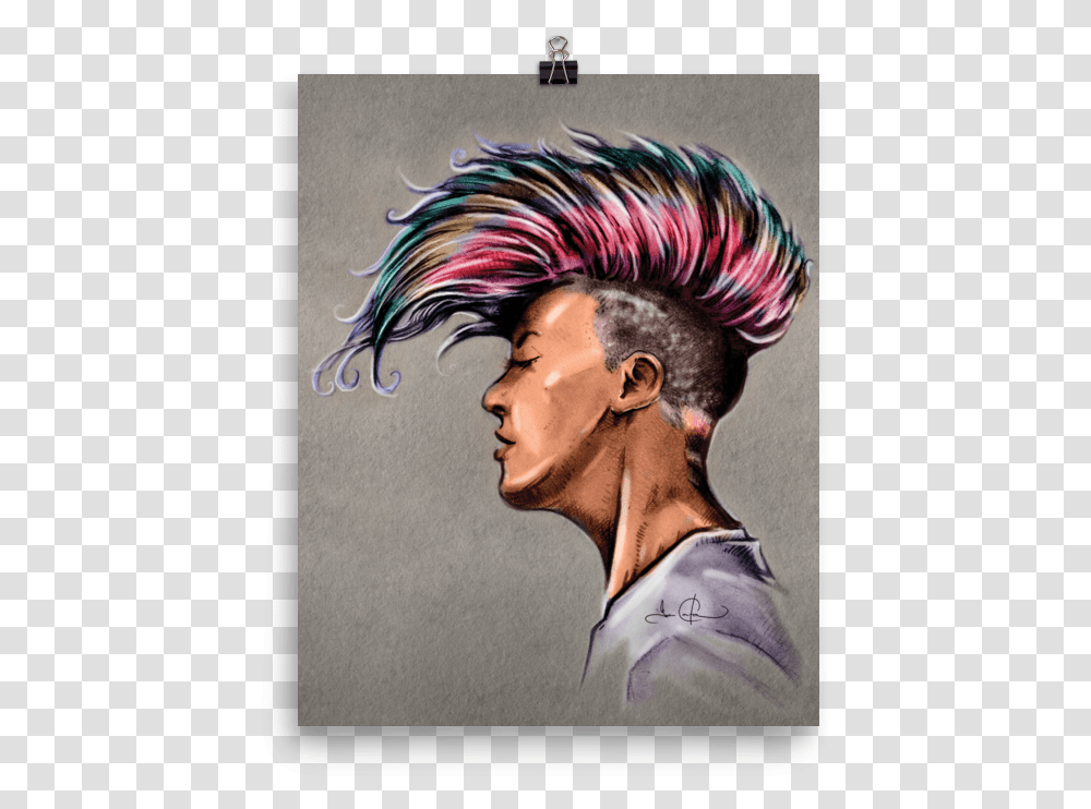 Punk Rock Colorful Girl Poster Punk Rock, Hair, Haircut, Person, Human Transparent Png