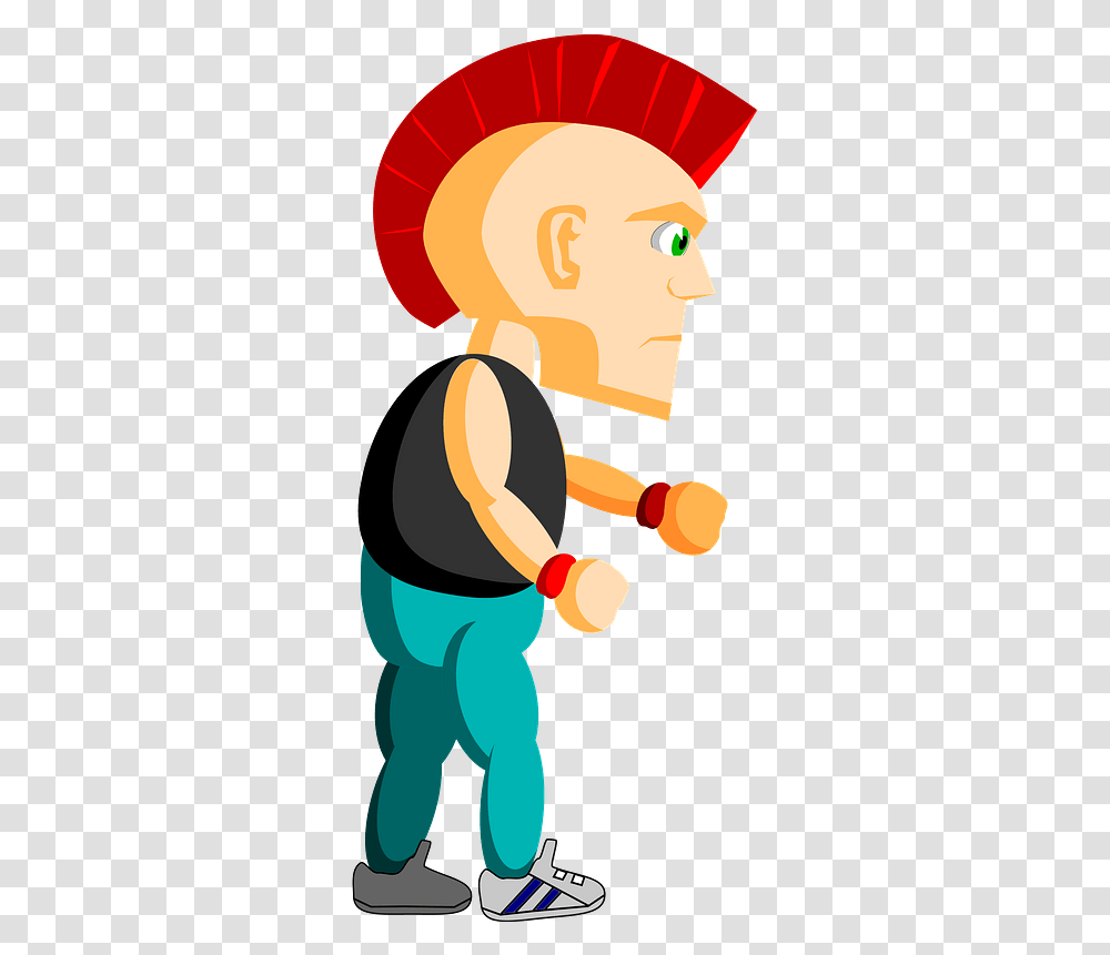 Punk With A Red Mohawk Clipart Punk Run Animation, Sport, Sports, Bowling, Juggling Transparent Png