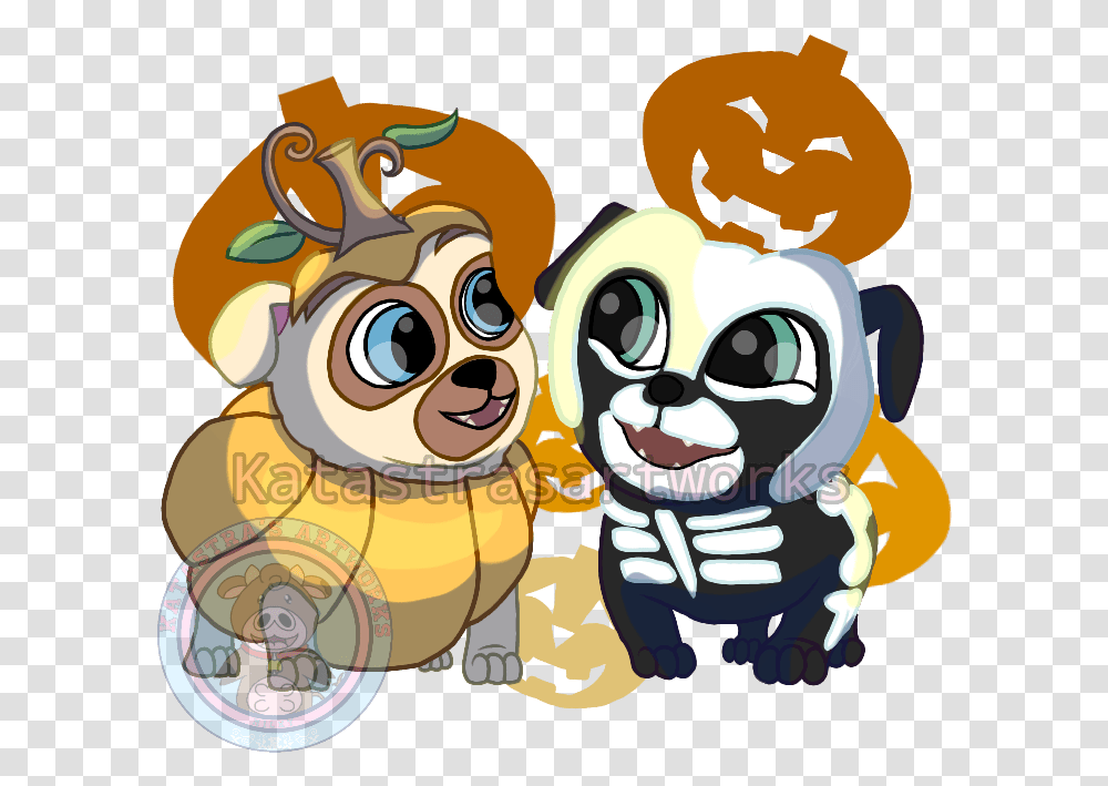 Puppy Dog Pals Halloween Image Puppy Dog Pals Pugs Clipart, Graphics, Doodle, Drawing, Animal Transparent Png