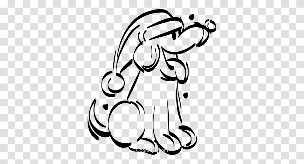 Puppy Wearing A Christmas Hat Royalty Free Vector Clip Art, Stencil, Drawing Transparent Png