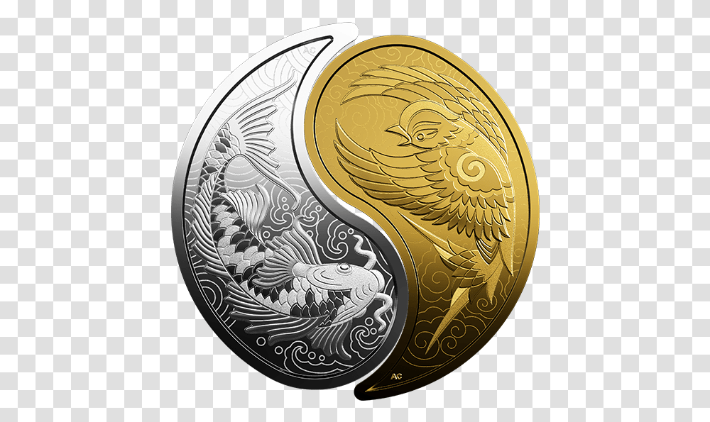 Pure Gold And Silver Yin Yang Coins Mintage 288 2019 Silver Gold Coin, Money Transparent Png