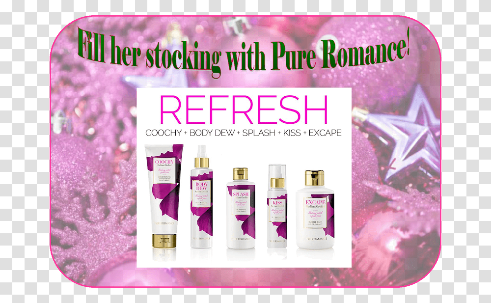 Pure Romance Coochy Radiant Orchid Shave Cream Girly Christmas Desktop Background, Bottle, Purple, Cosmetics, Perfume Transparent Png