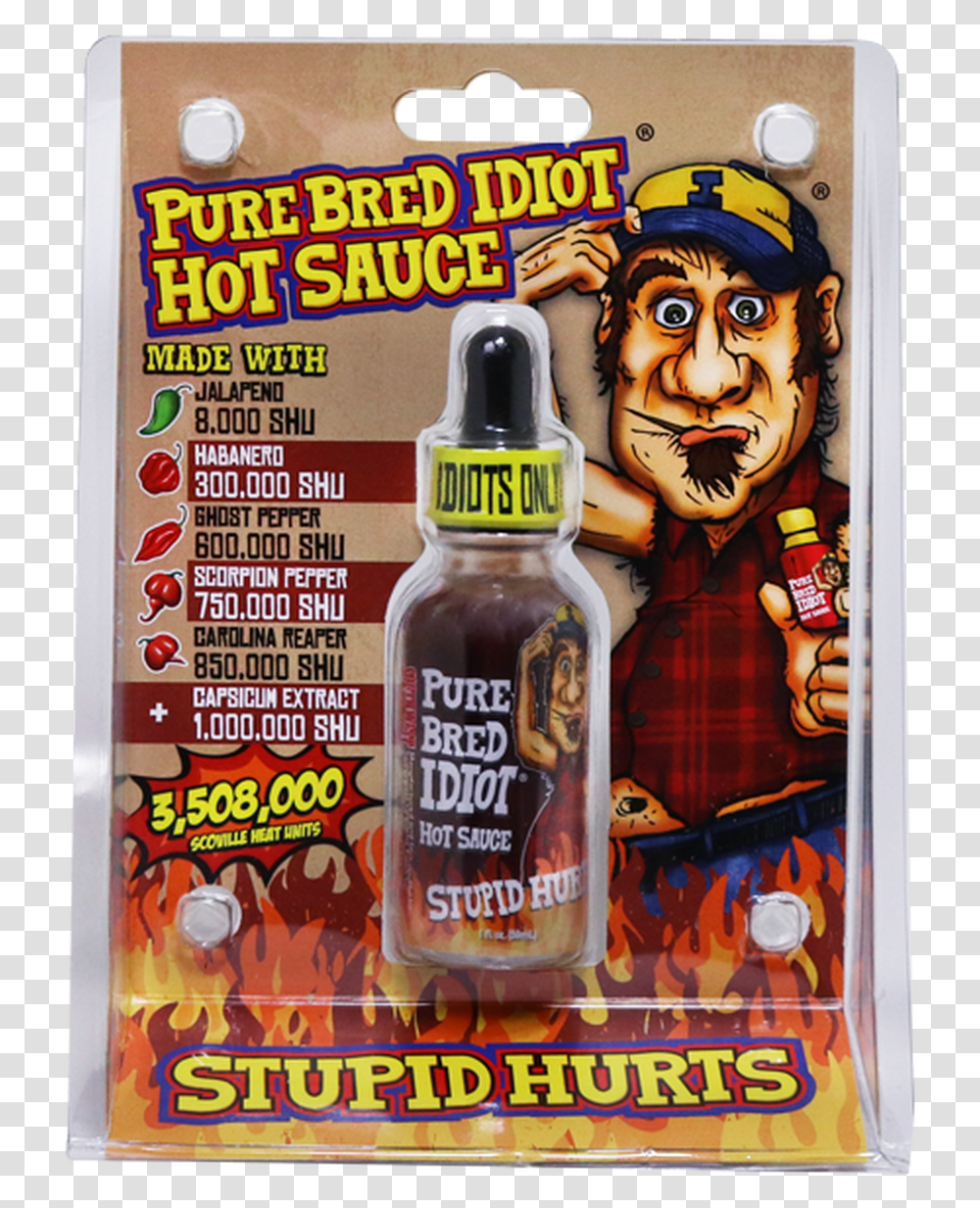 Purebred Idiot Hot Sauce Available At Pepper Explosion Hottest Hot Sauce, Label, Beer, Beverage Transparent Png