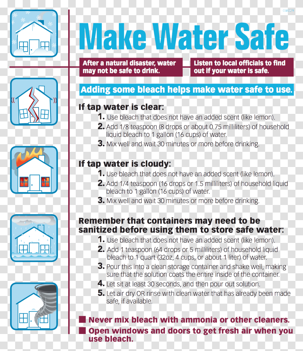 Purifying Your Water With Bleach Make Water Safe For Drinking, Flyer, Poster, Paper, Advertisement Transparent Png