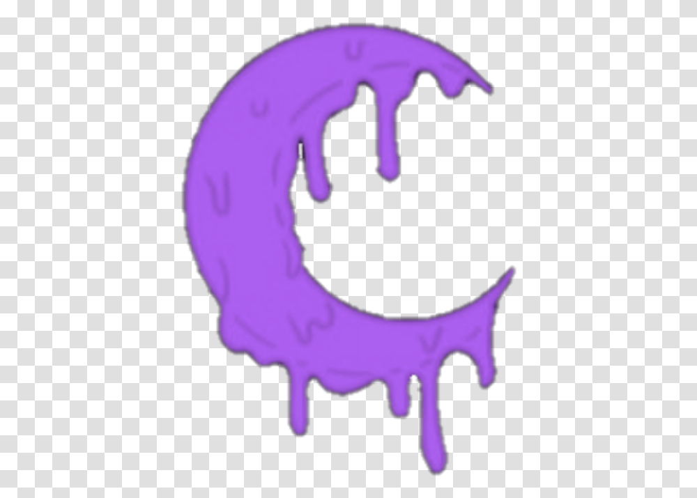 Purple Aesthetic Moon Drip Cute Ftestickers Remixit Crescent, Horse, Mammal Transparent Png