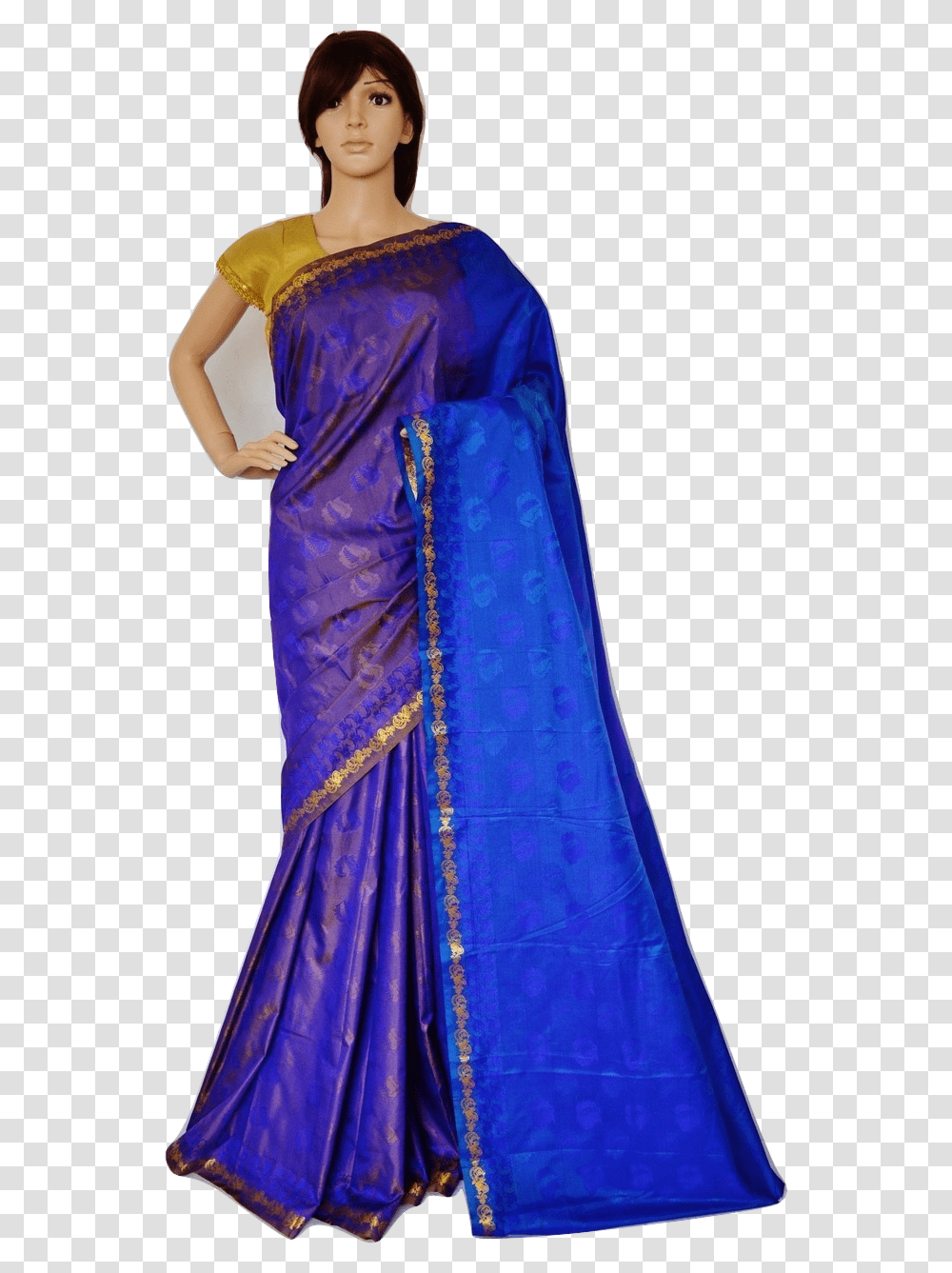 Purple Amp Gold Colour Kanchipuram Silk Saree Gold Purple Kanchipuram Silk Sarees, Apparel, Sari, Person Transparent Png