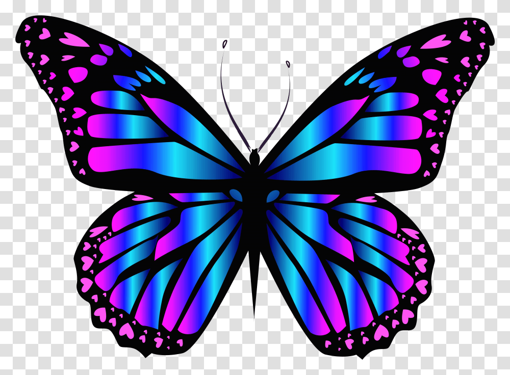Purple And Blue Butterfly Blue And Purple Butterfly, Ornament, Pattern, Graphics, Art Transparent Png